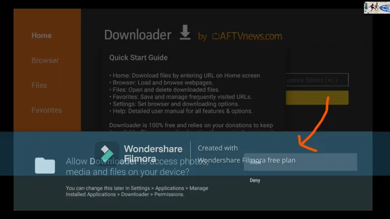 Firestick / Fire TV β Open Downloader and allow file access